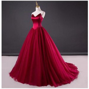 Designer Sharp V Neckline Strapless Basque Dark Red Quinceanera Dress Sweet 16th Ball Gown